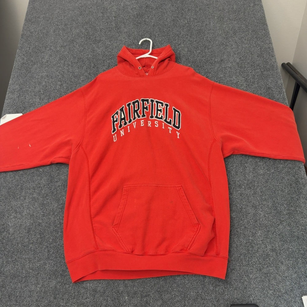 Vintage Fairfield University Steve and Barrys Hoodie Mens XXL Red Cotton Sporty